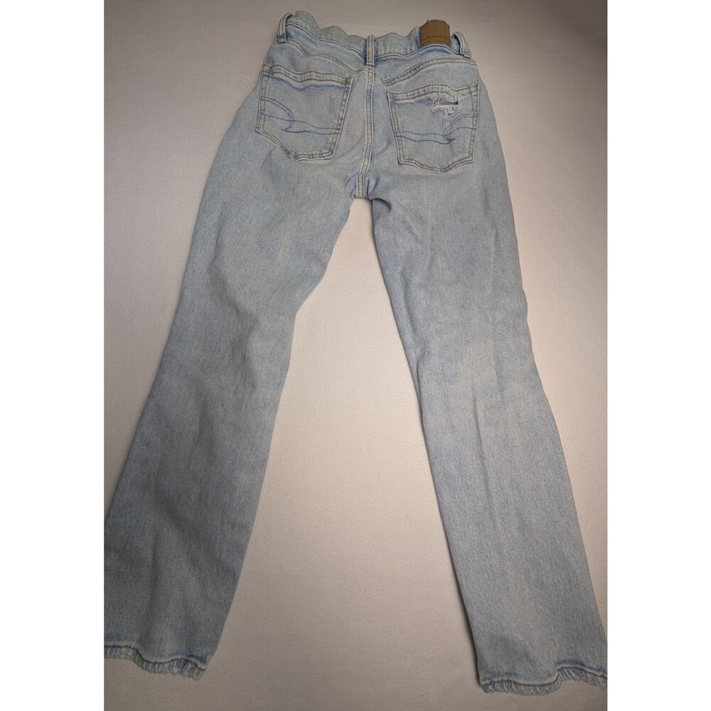 American Eagle Stretch Straight Leg Blue Jeans Distressed Size 00 - Picture 8 of 9